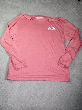 Drake Size XL Pink Logo Front Duck Print Back Long Sleeve T-Shirt